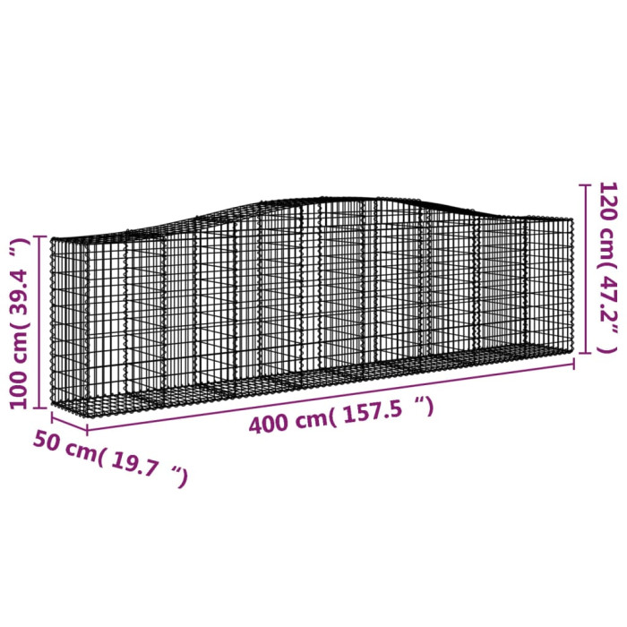 Obokana gabonska košara 400x50x100/120 cm pocinkano železo